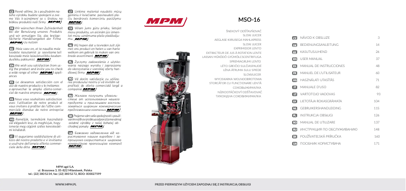 Página 1 del manual Manual de usuario MPM MSO-16