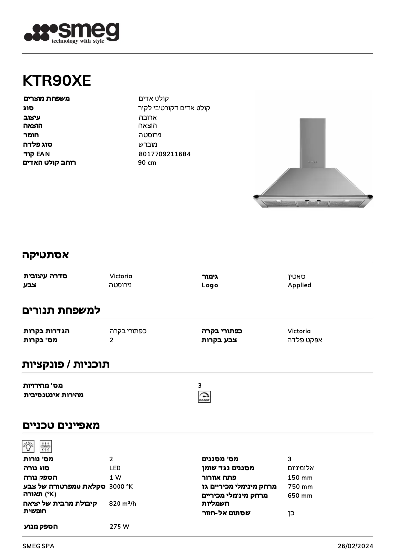 Página nº 1 - Ficha técnica Smeg KTR90XE