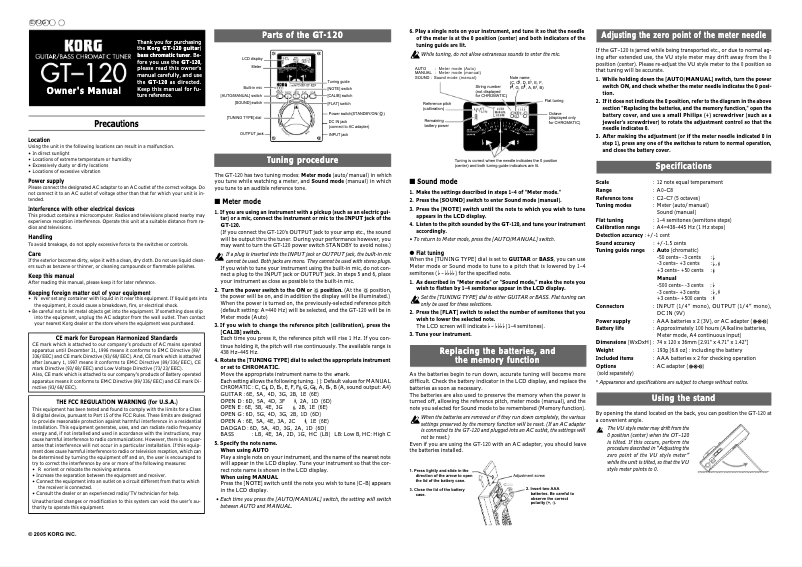 Imagen de la primera página del manual del dispositivo GT-120