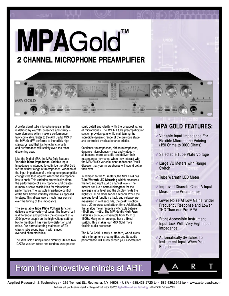 Imagen de la primera página del manual del dispositivo MPA Gold