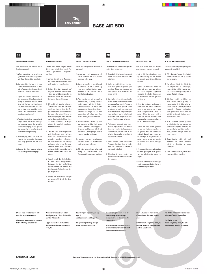 Imagen de la primera página del manual del dispositivo Base Air 500