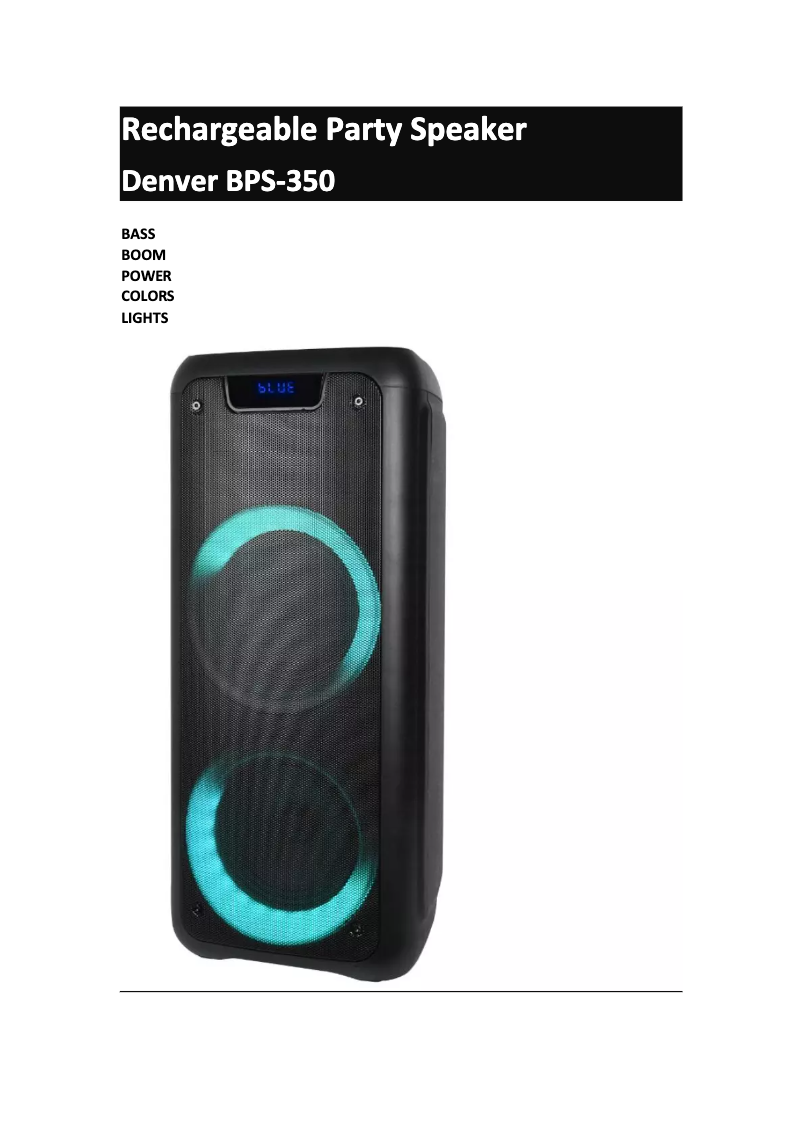 Página 1 del manual Manual de usuario Denver BPS-350