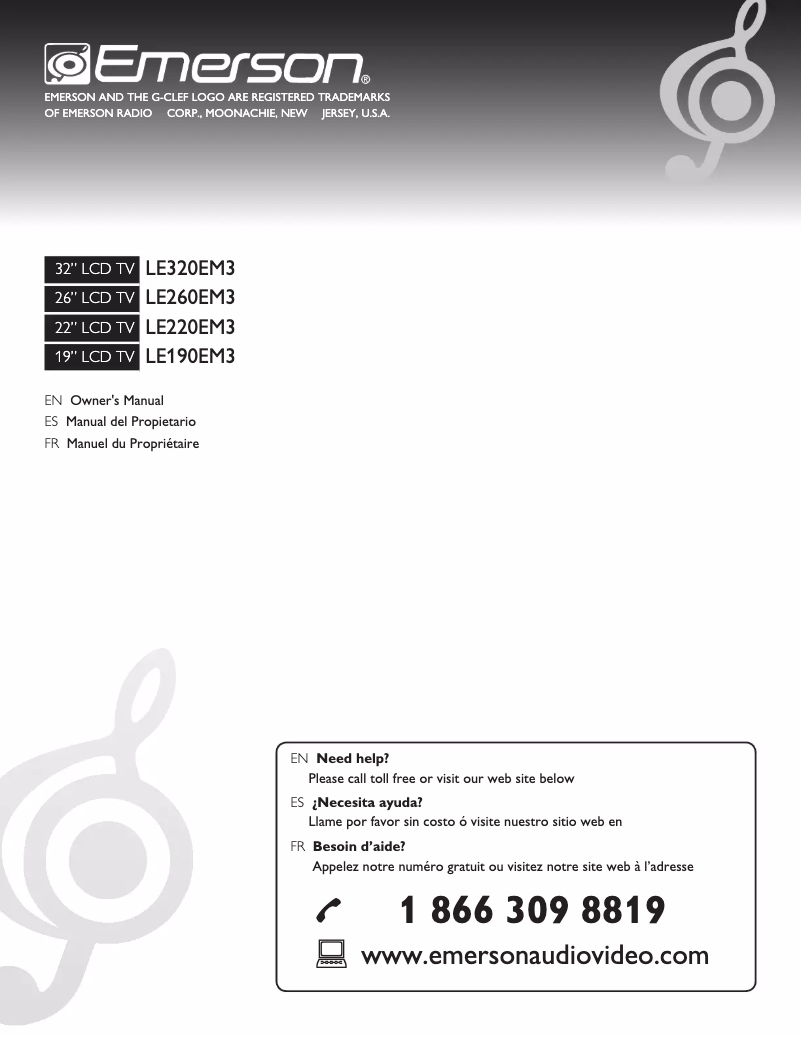 Imagen de la primera página del manual del dispositivo LE190EM3