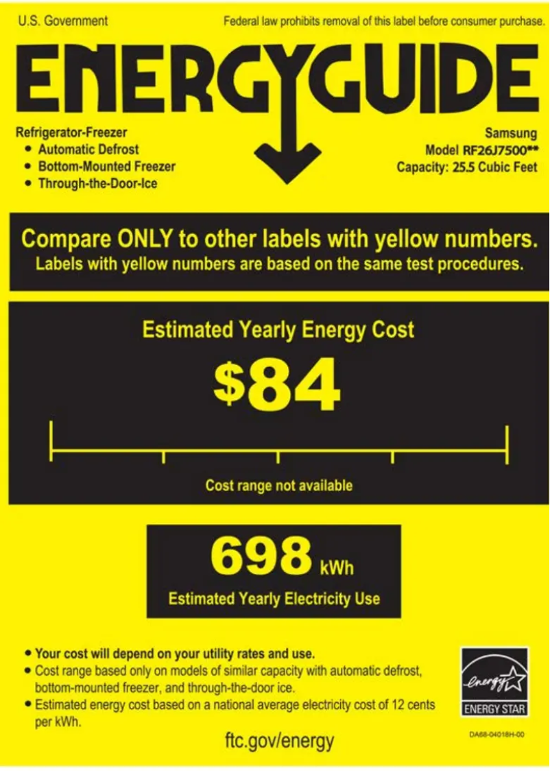 Página 1 del manual Etiqueta energética Samsung RF23J9011SR