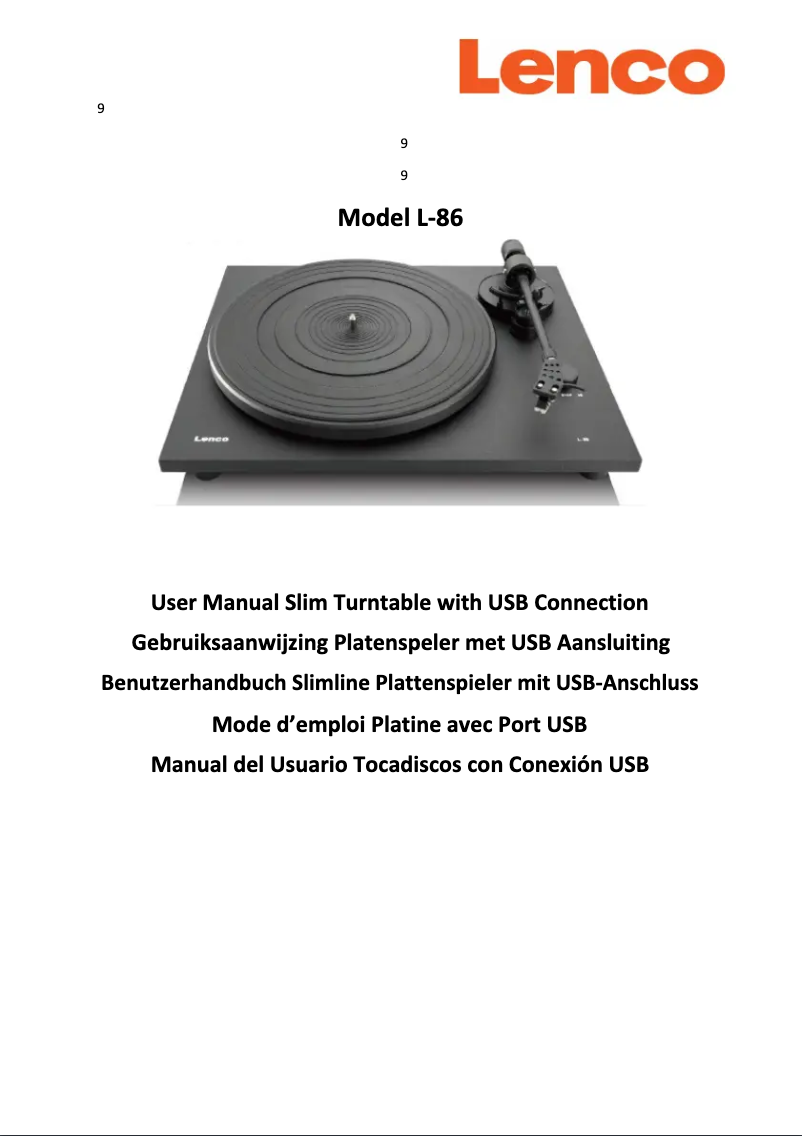 Página nº 1 - Manual de usuario Lenco L-86