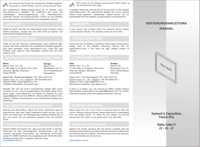 Imagen de la primera página del manual del dispositivo FT215I5CAPOB