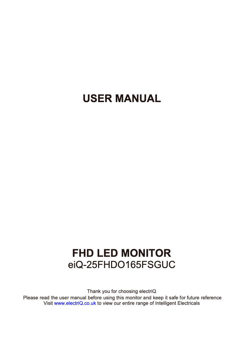 Página 1 del manual Manual de usuario ElectriQ eiQ-25FHDO165FSGUC