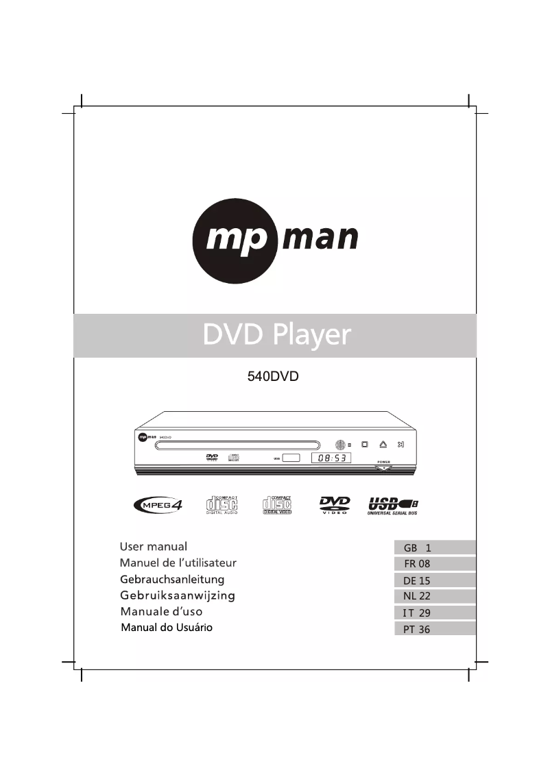 Imagen de la primera página del manual del dispositivo 540DVD