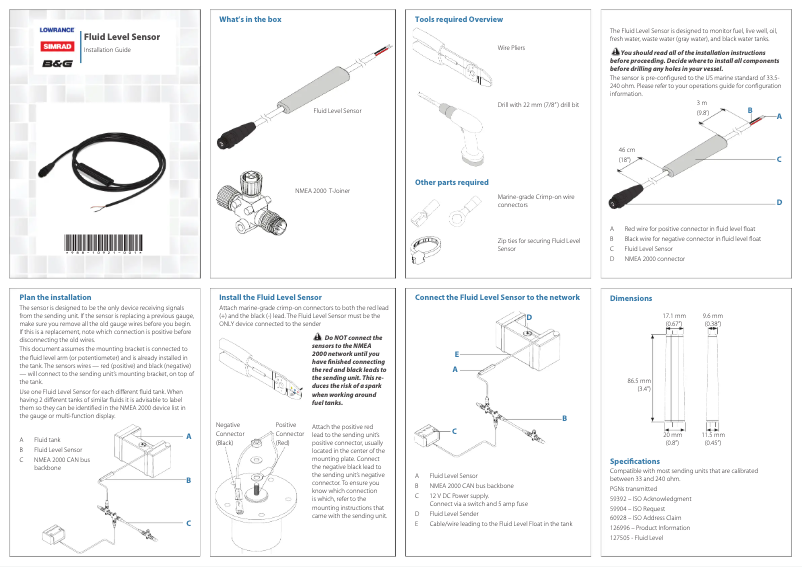 Página 1 del manual Manual de usuario Simrad Fluid Level Sensor
