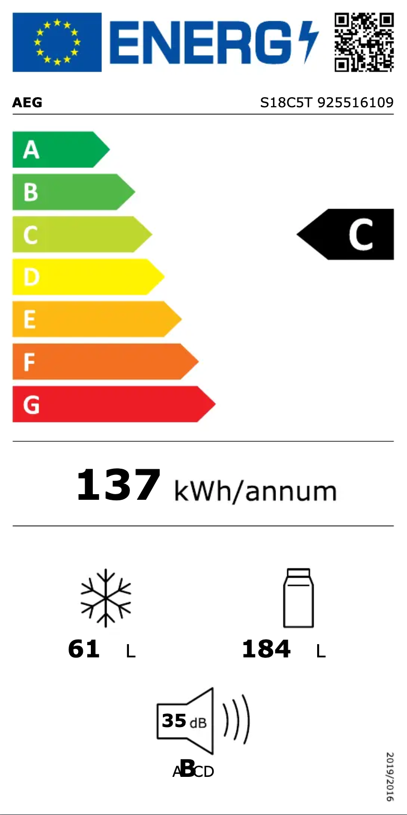 Página nº 1 - Etiqueta energética AEG S18C5T