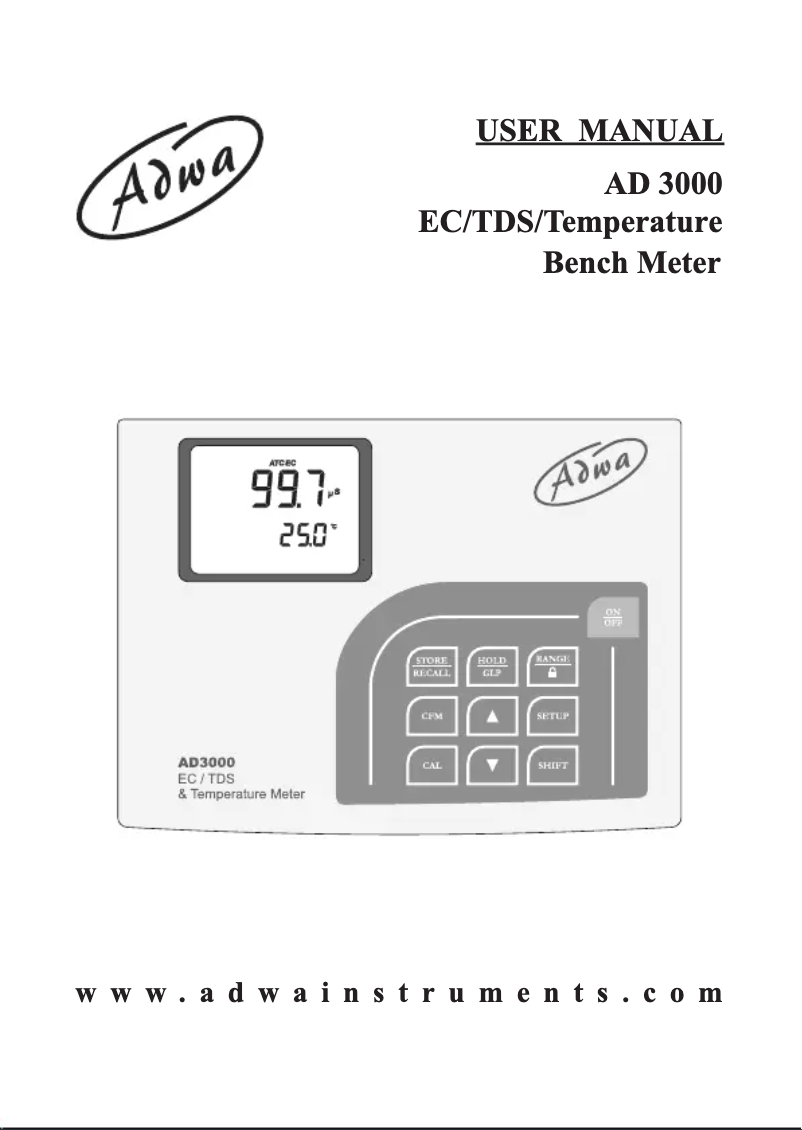 Imagen de la primera página del manual del dispositivo AD3000