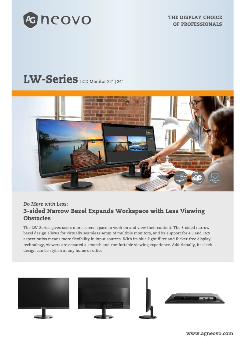 Página 1 del manual Ficha técnica AG Neovo LW-24G