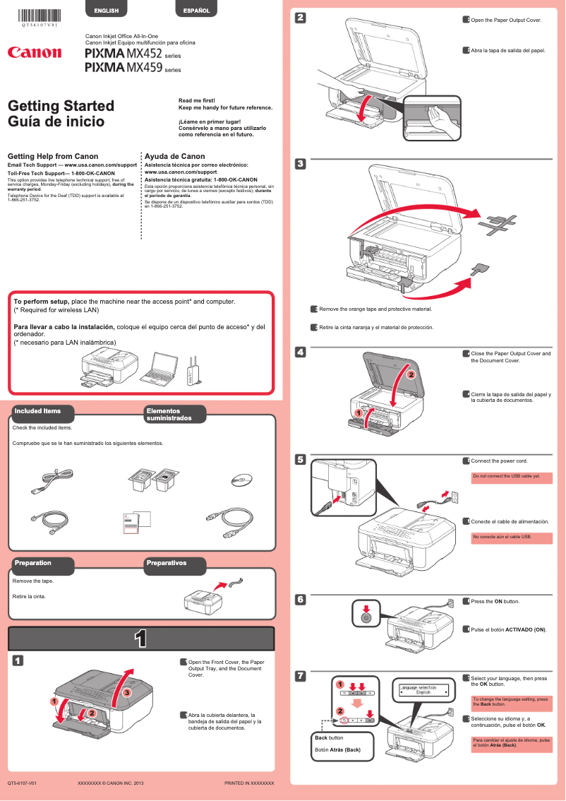 Imagen de la primera página del manual del dispositivo Pixma MX459