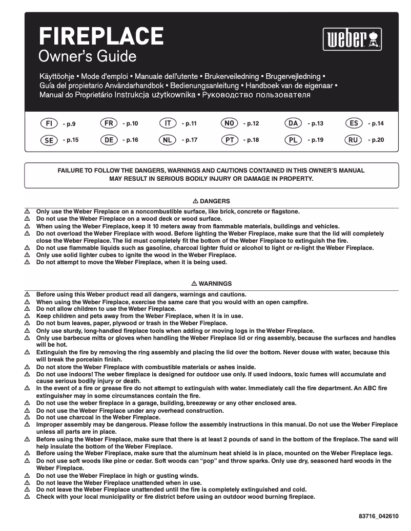 Imagen de la primera página del manual del dispositivo Openhaard