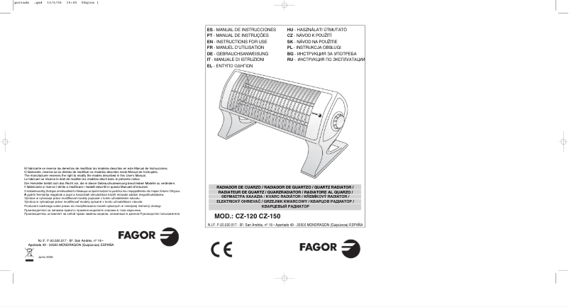 Imagen de la primera página del manual del dispositivo CZ-150