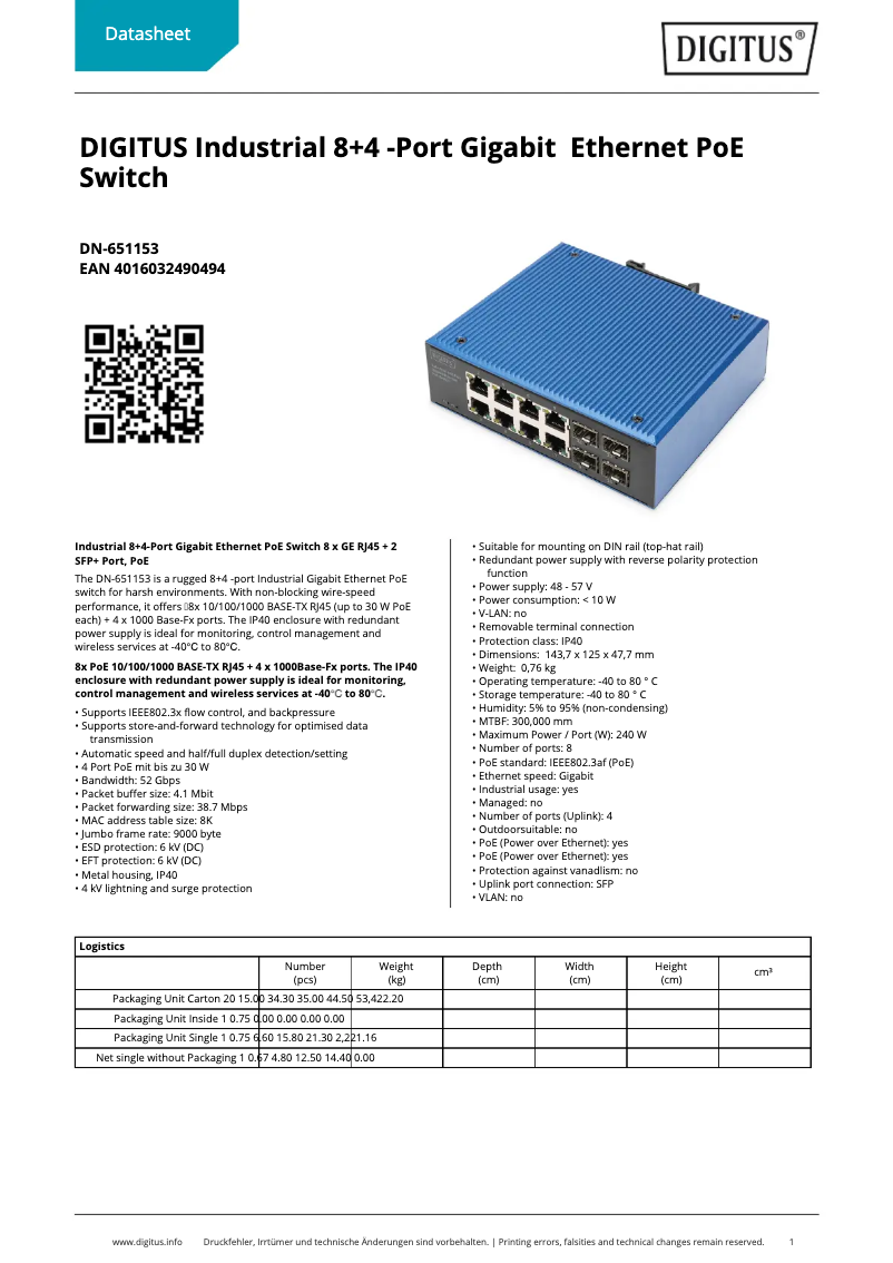 Imagen de la primera página del manual del dispositivo DN-651153