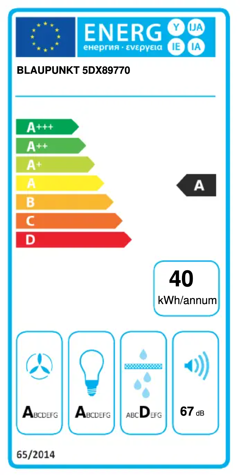Página nº 1 - Etiqueta energética Blaupunkt 5DX89770