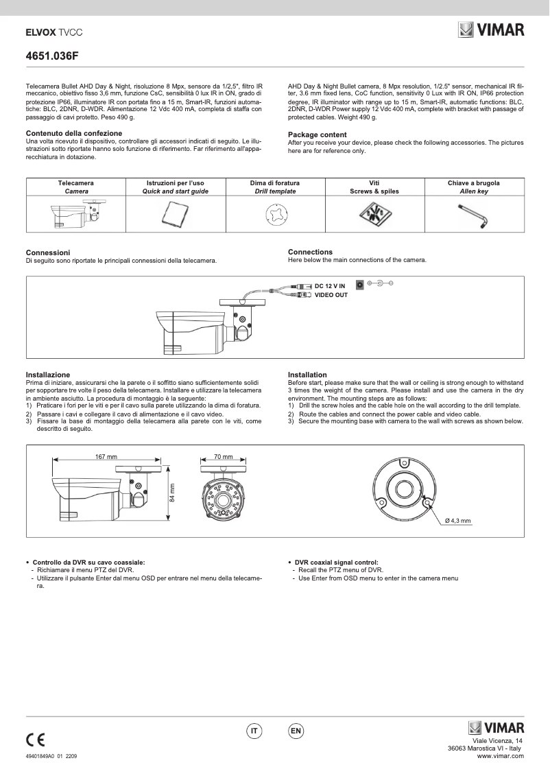 Imagen de la primera página del manual del dispositivo ELVOX 4651.036F
