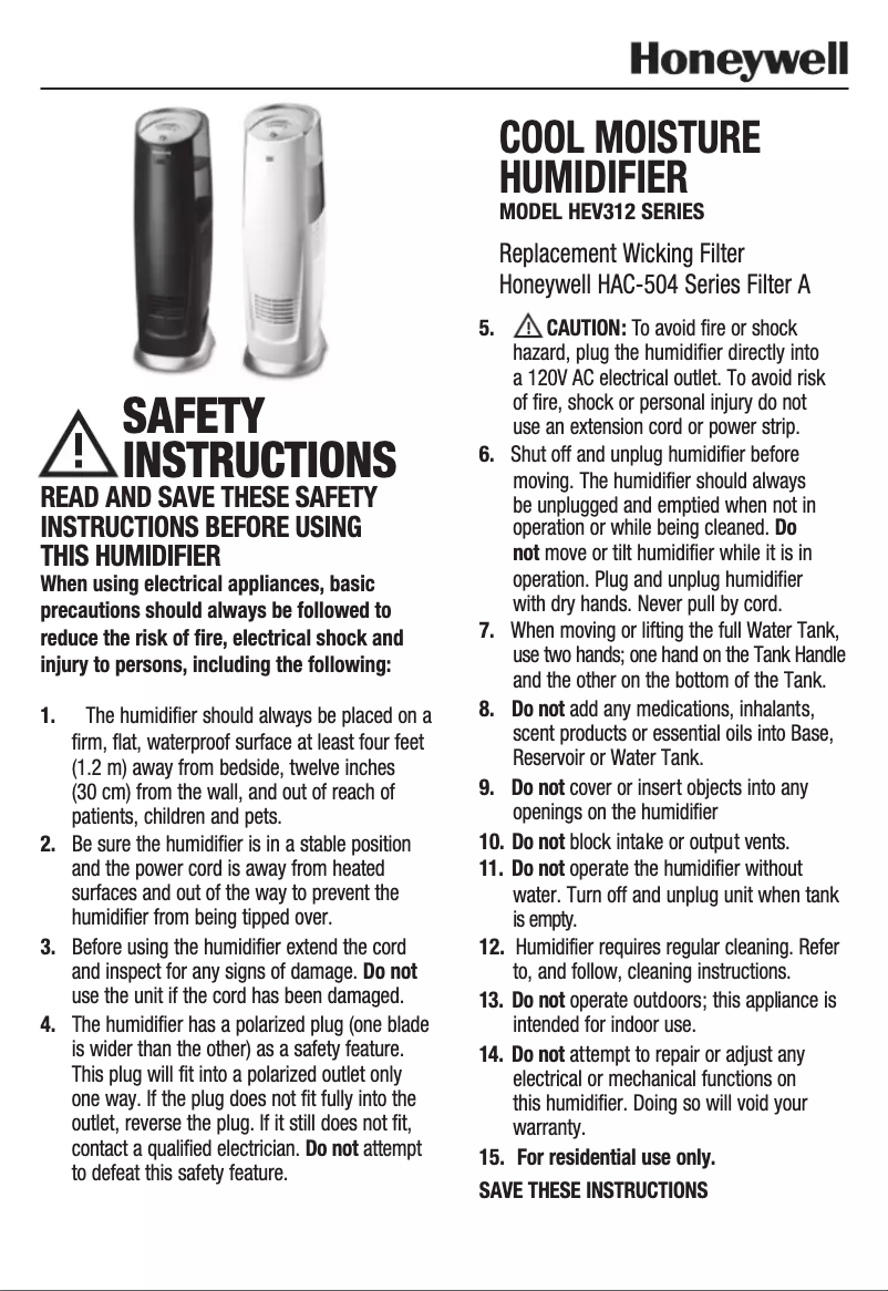 Imagen de la primera página del manual del dispositivo HEV312