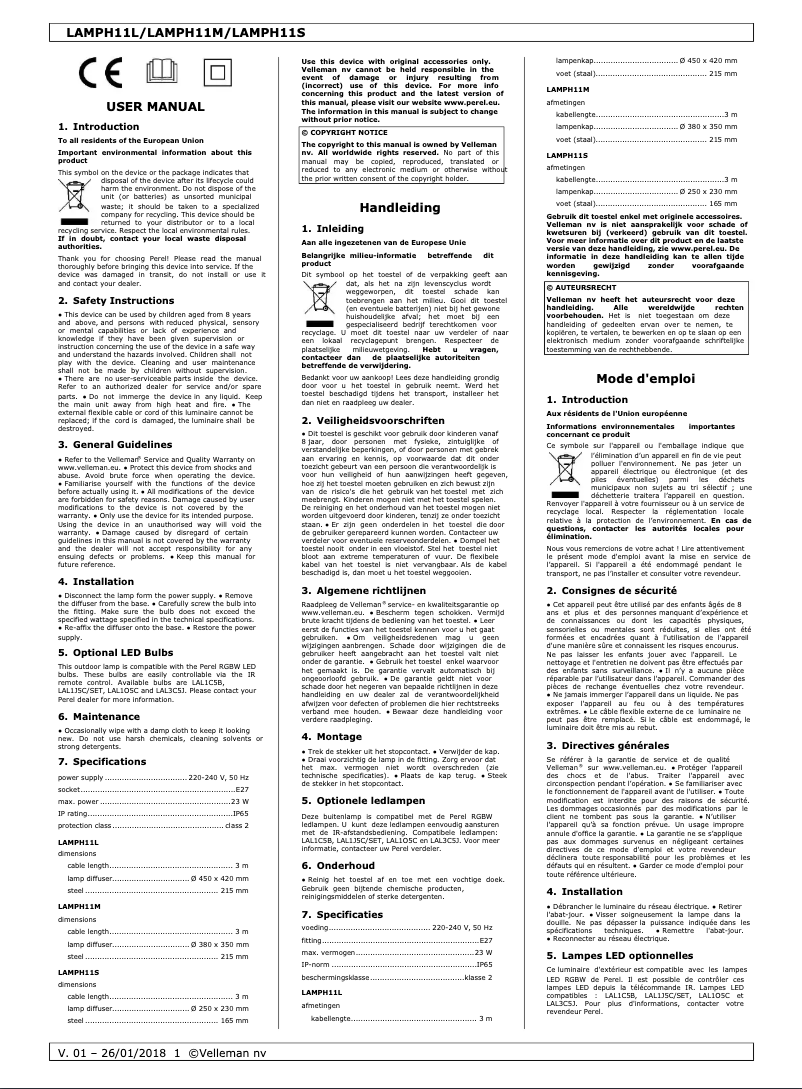 Imagen de la primera página del manual del dispositivo LAMPH11S