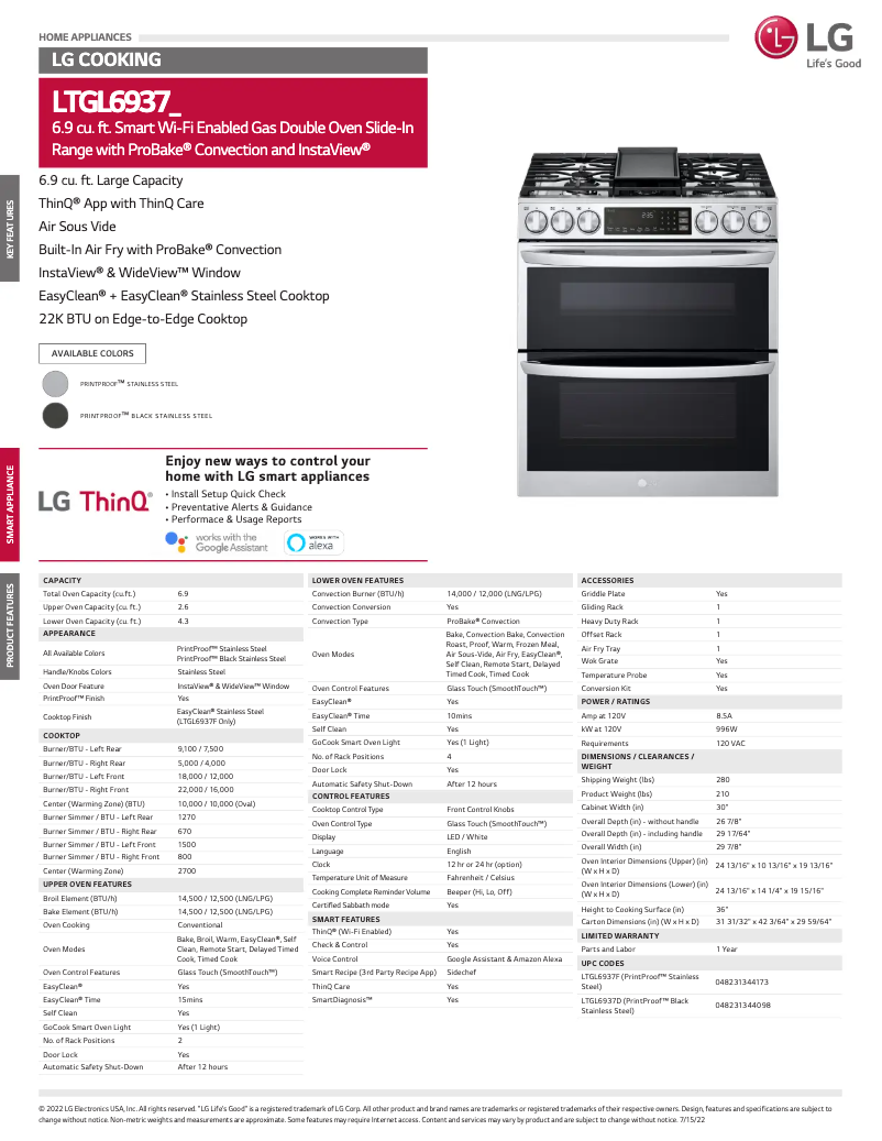 Imagen de la primera página del manual del dispositivo LTGL6937D