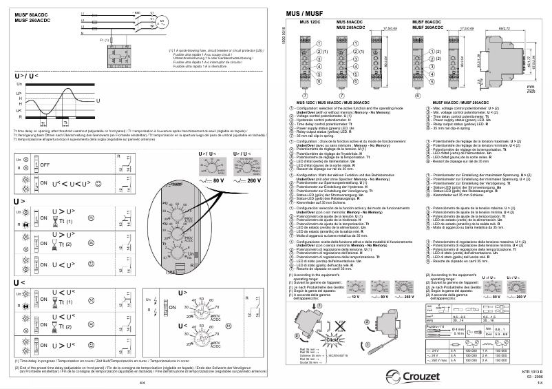 Imagen de la primera página del manual del dispositivo MUSF 260ACDC