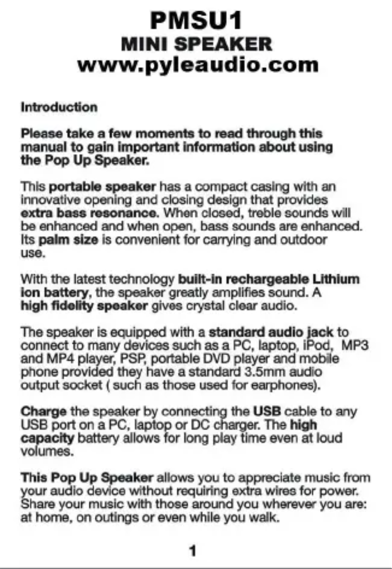Imagen de la primera página del manual del dispositivo PMSU1