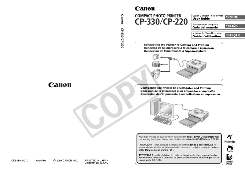 Imagen de la primera página del manual del dispositivo CP-220