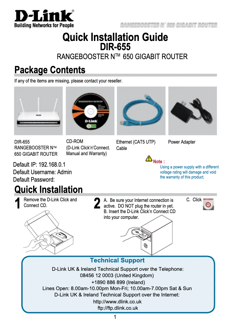 Imagen de la primera página del manual del dispositivo DIR-655