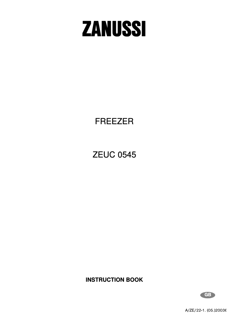 Página nº 1 - Manual de usuario Zanussi ZEUC 0545