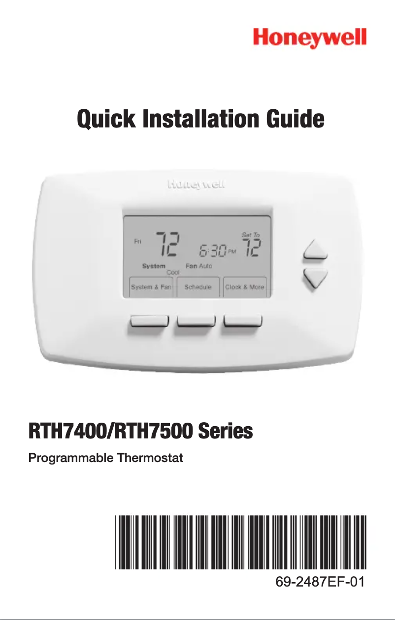 Página 1 del manual Instrucciones / montaje Honeywell RTH7500D