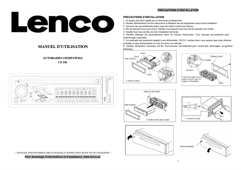 Imagen de la primera página del manual del dispositivo CS-341