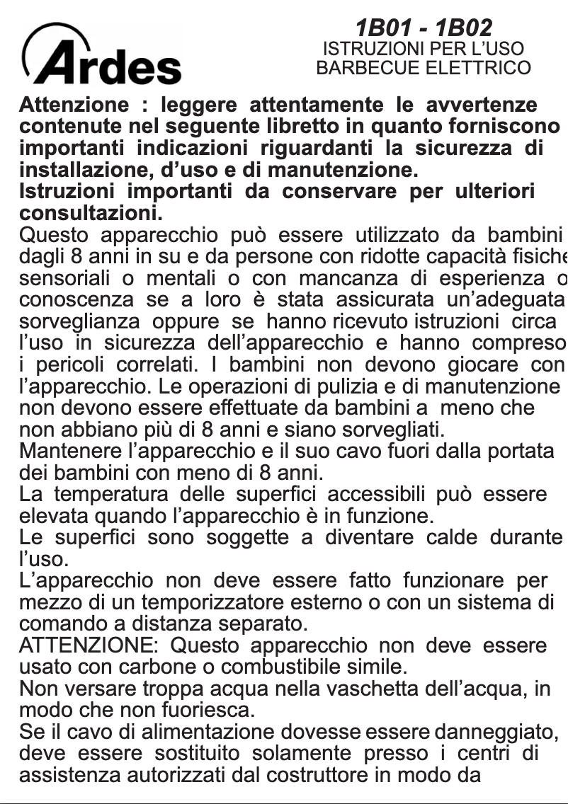 Imagen de la primera página del manual del dispositivo AR1B01