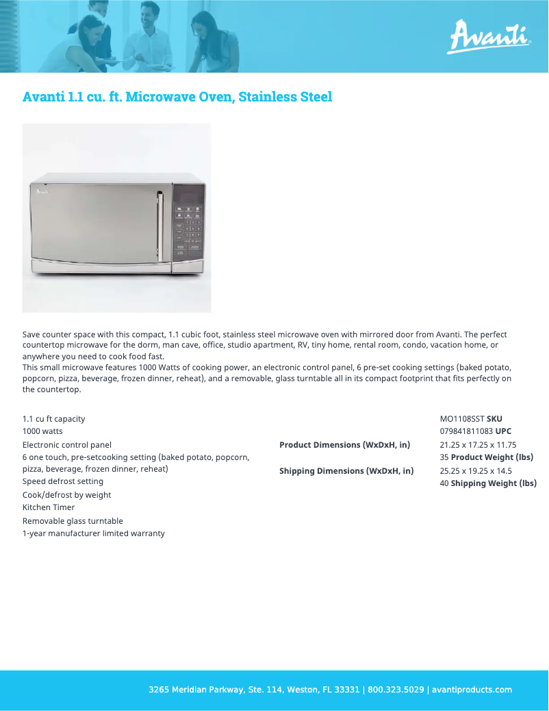 Imagen de la primera página del manual del dispositivo MO1108SST