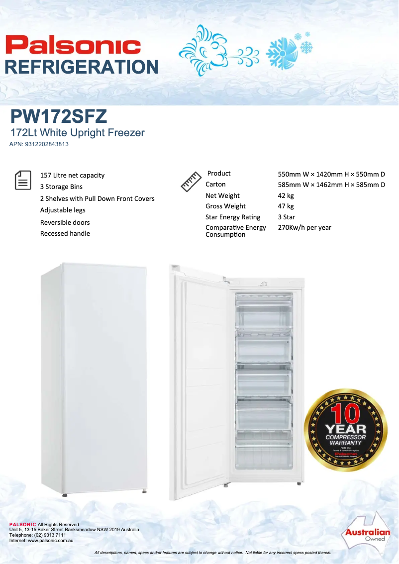 Imagen de la primera página del manual del dispositivo PW172SFZ