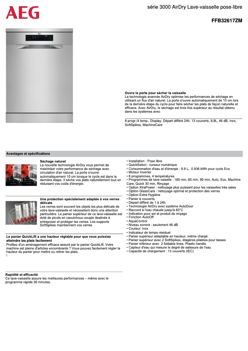 Página nº 1 - Ficha técnica AEG FFB32617ZM
