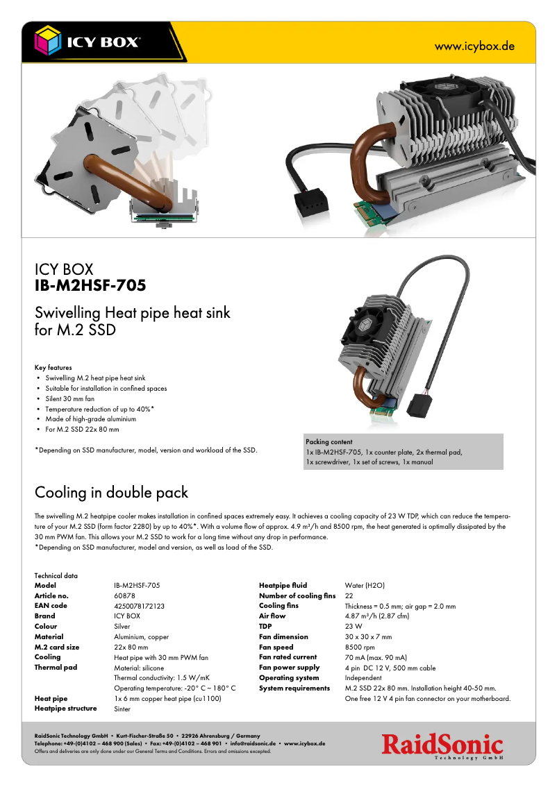Página nº 1 - Ficha técnica Icy Box IB-M2HSF-705
