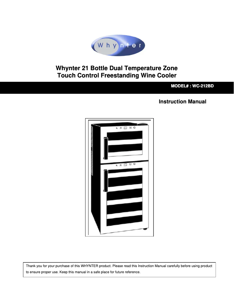 Imagen de la primera página del manual del dispositivo WC-212BD