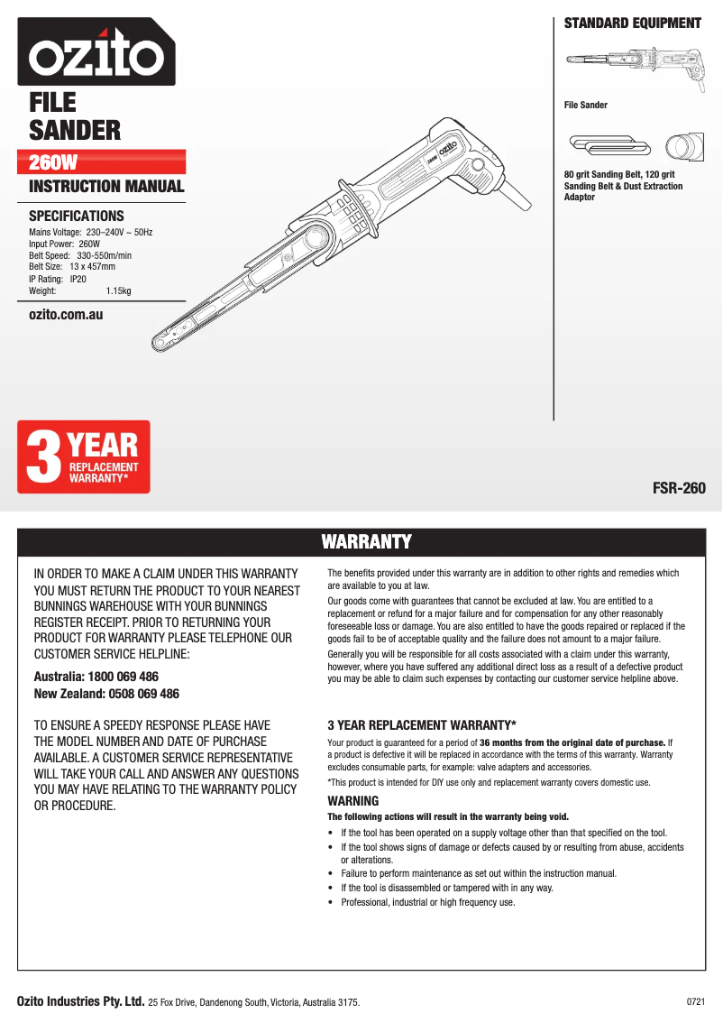 Imagen de la primera página del manual del dispositivo FSR-260