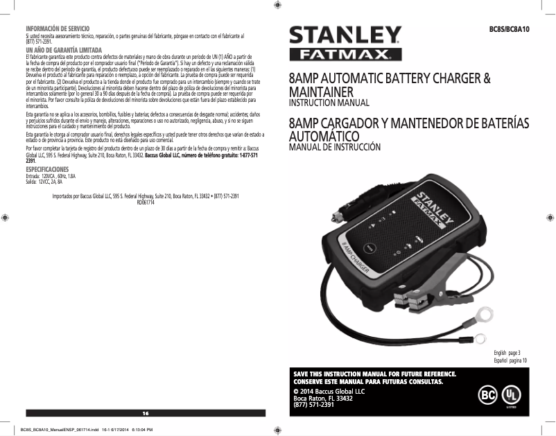 Página nº 1 - Manual de usuario Stanley Fatmax BC8S