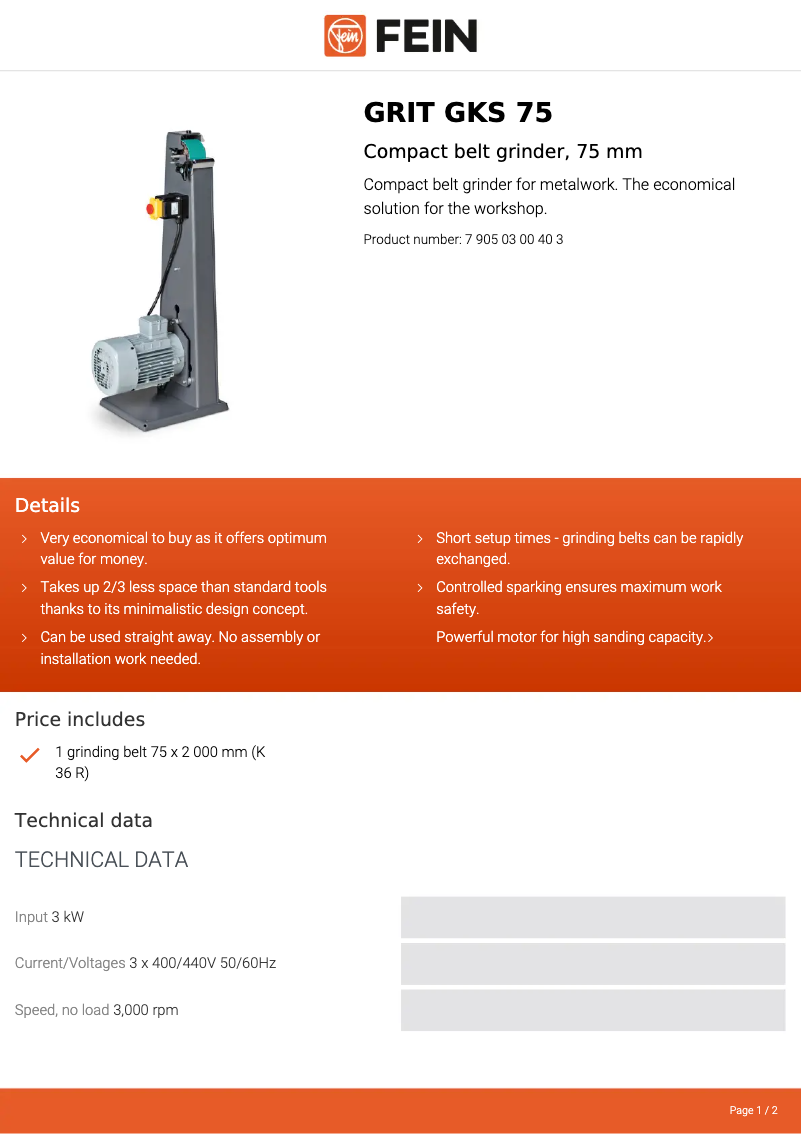 Imagen de la primera página del manual del dispositivo GRIT GKS 75