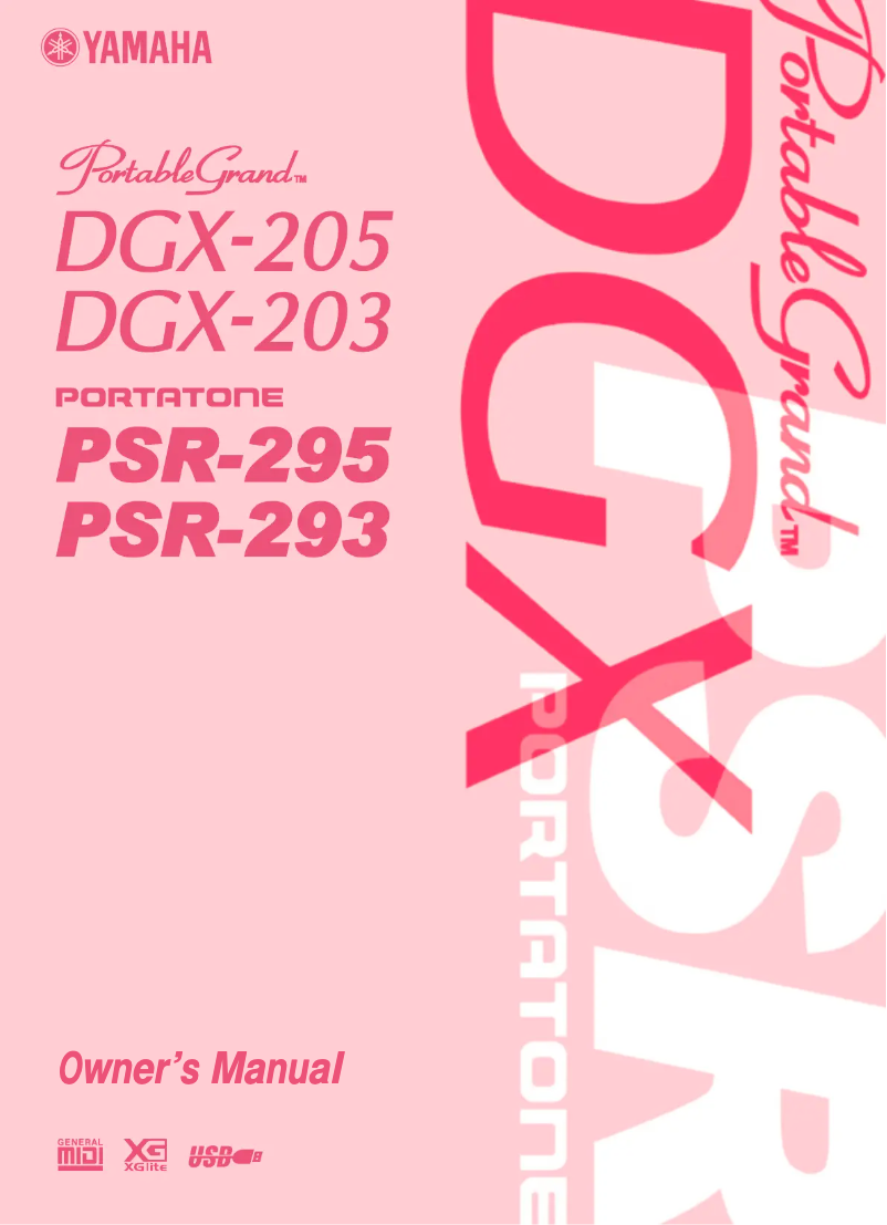 Imagen de la primera página del manual del dispositivo PortableGrand DGX-203