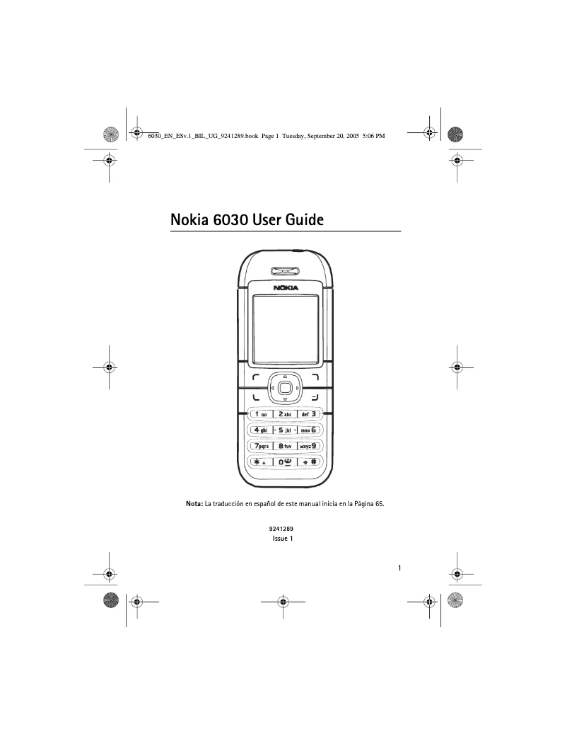 Imagen de la primera página del manual del dispositivo 6030