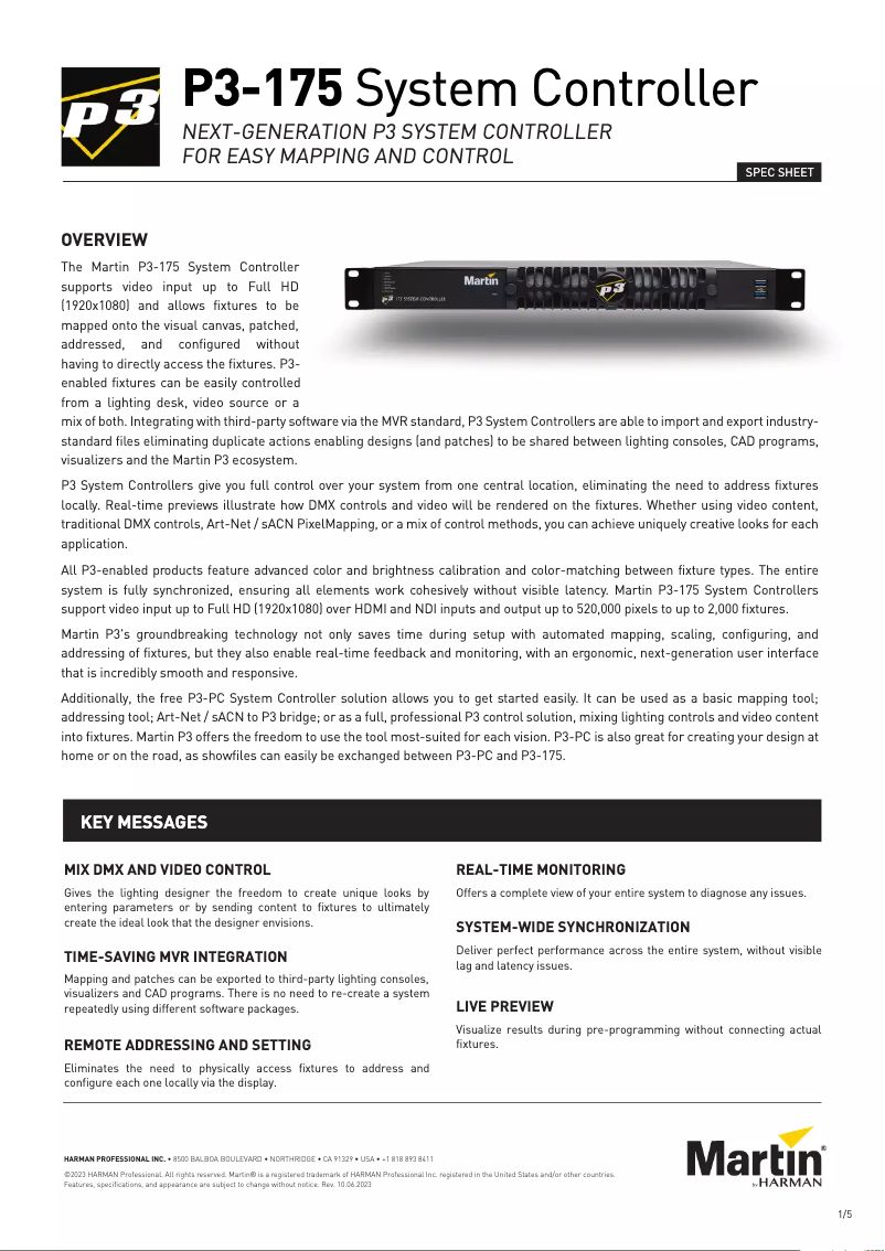 Página 1 del manual Ficha técnica Martin P3-175
