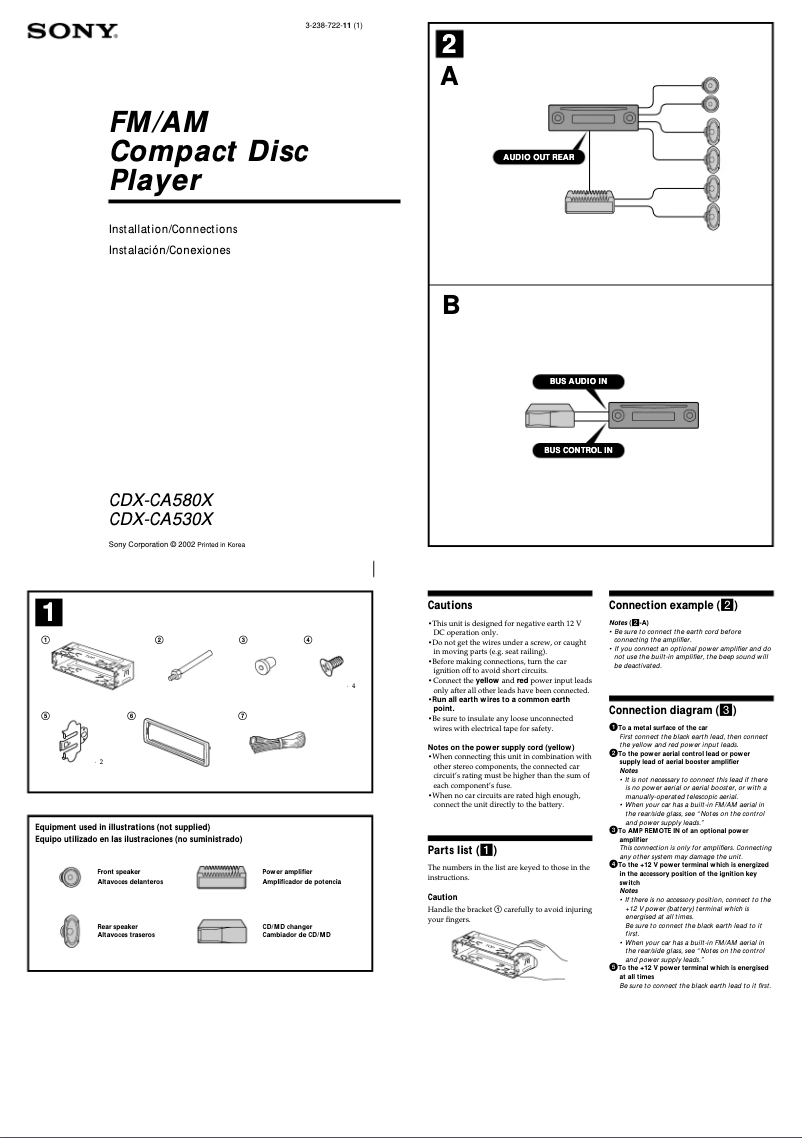 Imagen de la primera página del manual del dispositivo CDX-CA530X