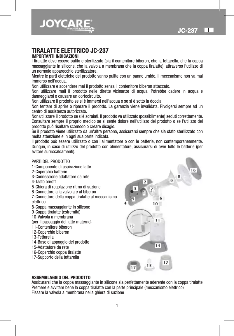 Imagen de la primera página del manual del dispositivo JC-237