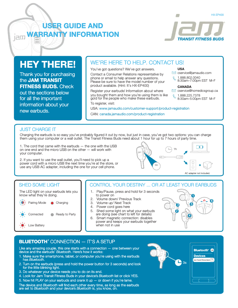 Imagen de la primera página del manual del dispositivo Transit Fitness HX-EP400