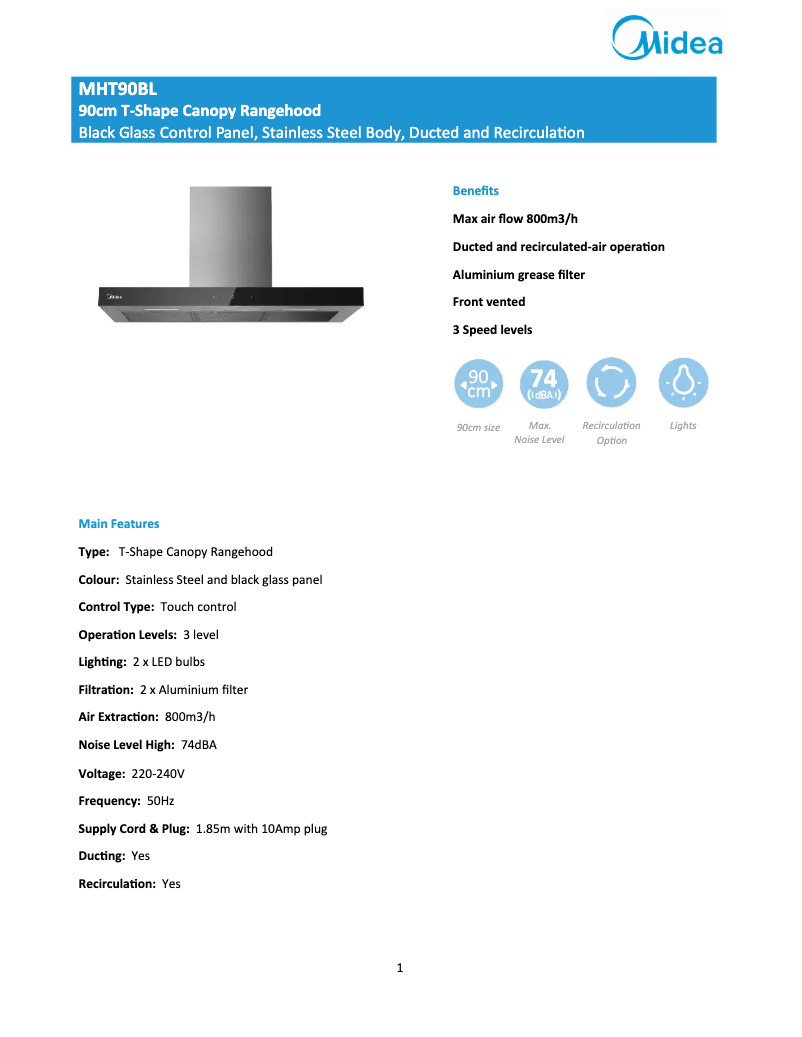Imagen de la primera página del manual del dispositivo MHT90BL