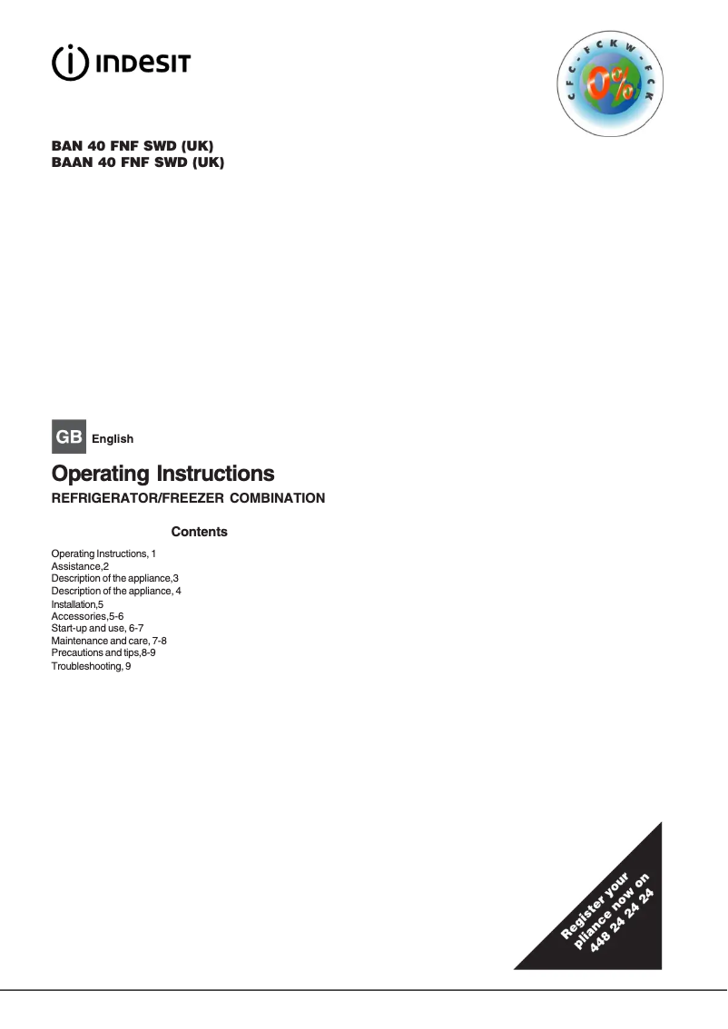 Imagen de la primera página del manual del dispositivo BAN 40 FNF D