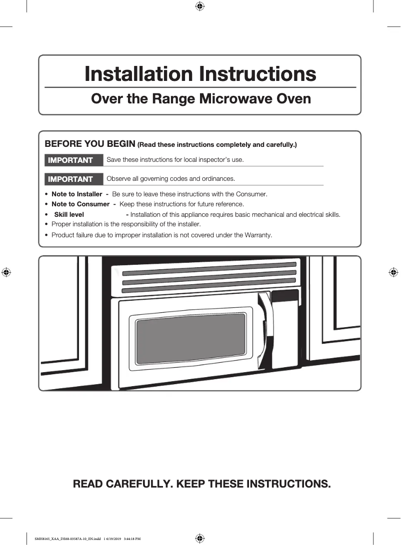 Página 1 del manual Guía de instalación Samsung ME16A4021AS